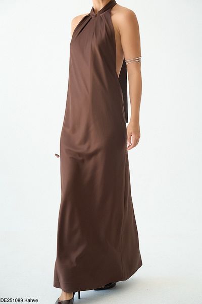 Julidress Halter Neck Backless Maxi Long Length Premium Satin Dress