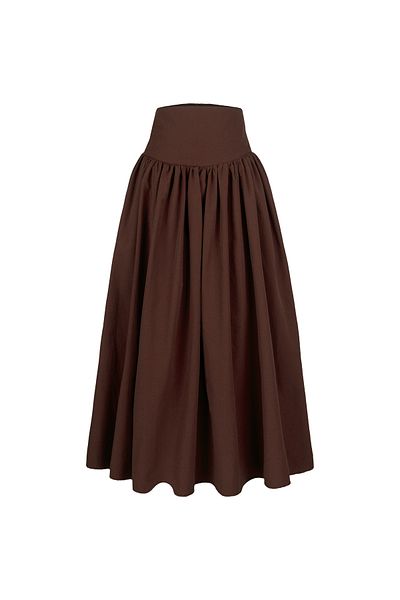 laulei Poplin High Waist Midi Skirt