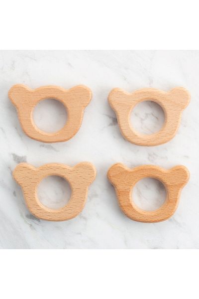 MBB ETİCARET Loren 4-Piece Bear Teether Wooden Ring