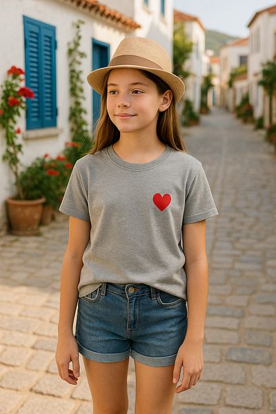 LePold Tricou pentru fete inimă Bumbac moale, elegant și confortabil 6-15 ani