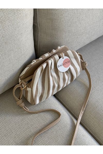 BAGLOVİS Fabric Women's Shoulder Bag with Zipper and Snap Closure En25 Boy15