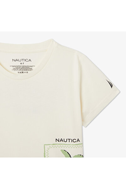 Nautica Erkek Çocuk Krem Regular Fit Baskılı T-Shirt