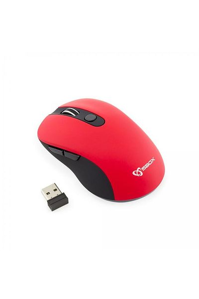 S-Box Mouse wireless SBOX WM-911U, optic 6D, 1600 DPI, roșu/negru