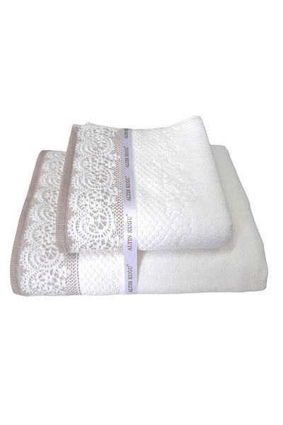 Özdilek Evony Bathroom Towel Set 2 Pieces Beige (50X90Cm+90X150Cm)