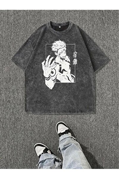 Violon Jujutsu Kaisen εμπριμέ πλενόμενο Vintage Unisex Oversize T-shirt