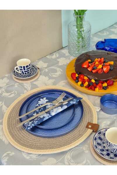 Lider MAGNESİA LIDER MAGNESIA 6 bucăți 32 cm răchită rotundă americană de servire din răchită, plasă de jută, suport de prezentare