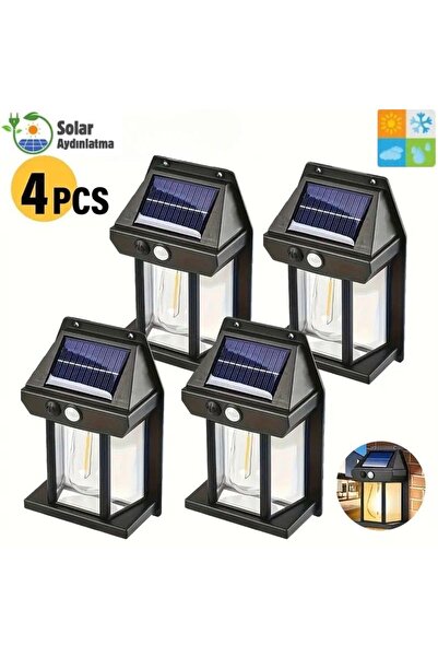 MRS SOLAR HB-700 4'lü Paket Dekoratif Güneş Enerjili LED Ampül Hareket Sensör...