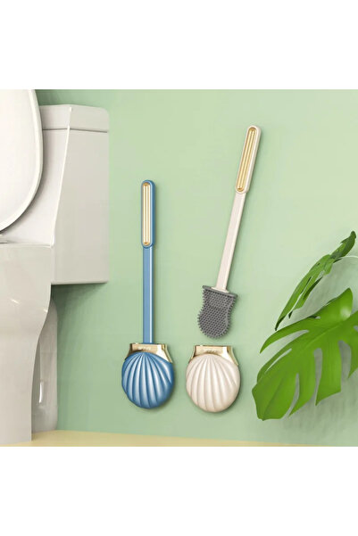 EVİMA Silikon Wc Tuvalet Banyo Fırçası Dekoratif Deniz Kabuğu Model Saplı