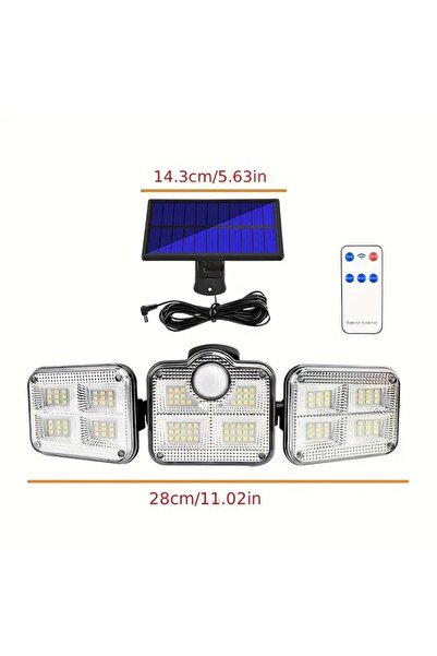 MRS SOLAR HB-300 4'lü Paket 122 Led Solar Güneş Enerjili Kumandalı Hareket Sensörlü Bahçe SK LAMBASI(2400MAH.)