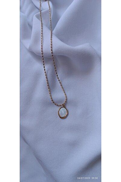 ARİ TAKI قلادة من الفولاذ الذهبي اللؤلؤي الأبيض