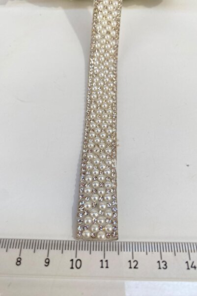 Limelia Janjanlı İnci Boncuklu Ütüyle Yapışan Taşlı Şerit Aplik