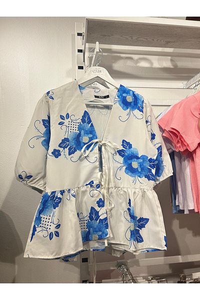 QBZ Cămașă de in cu model de flori