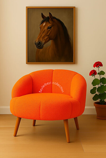 BEYLERBEYİ Papatya berjer,Çay Seti Tekli Koltuk Berjer turuncu renkli (SALON,...