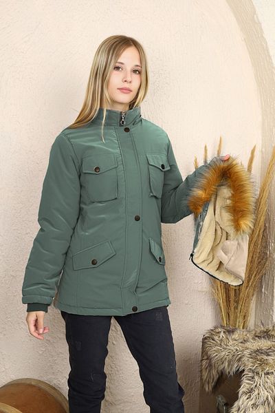 Asortix Girls' Fur Coated Imported Faux Leather Waterproof Removable Hood Long Winter Coats Coat