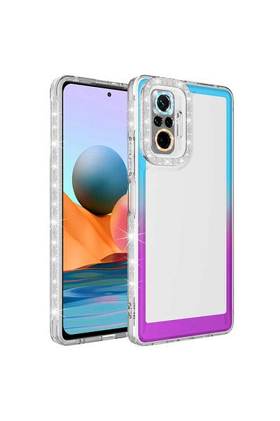 Cep Plus Redmi Note 10 Pro Case Cppl Parking Cover with Glitter and Color Transition Design Lens Protection - Blue-Purple