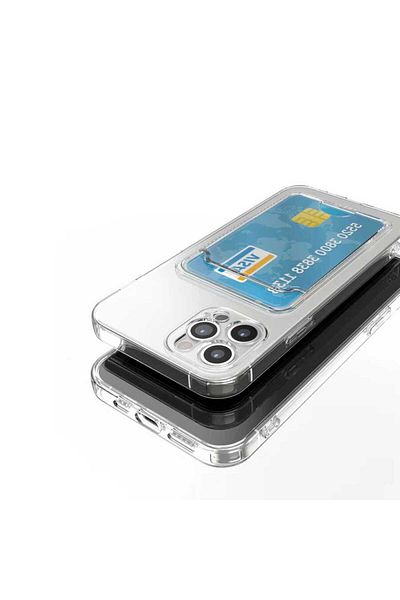 Cep Plus iPhone 12 Pro Max Compatible Card Holder Transparent Cppl Setra Clear Silicone Case-Colorless