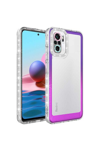 Cep Plus حافظة Redmi Note 10 CPPL مع تصميم لامع ومتدرج اللون مع حماية للعدسة - أرجواني-أبيض