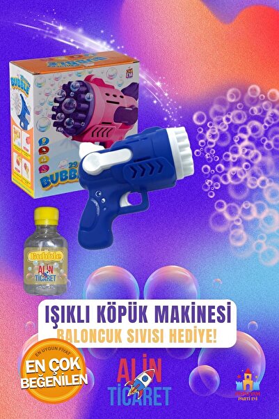 PapatyamPartiEvi Işıklı Pilli Baloncuk Makinesi Tabancası - Eğlencenin Keyfin...