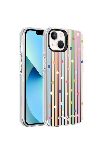 Cep Plus حافظة صلبة فضية منقوشة متوافقة مع هاتف iPhone 14 - نقاط