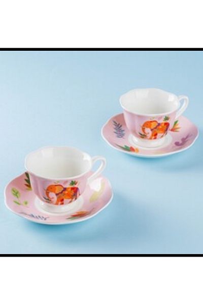 Tantitoni Elephant Patterned New Bone Coffee Cup Set