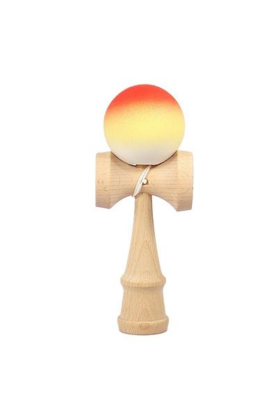 LEIBOO Kendama profesionala, Lemn, 18 cm, Joc de Indemanare, Model Gradient, Rosu / Galben / Alb