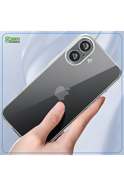 Gekko Mobile Carcasă transparentă pentru iPhone 16, ultrasubțire, decupaje dedicate pentru lentile, porturi și butoane, transparentă