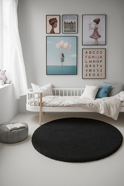 SOFT DECOR Modern Yuvarlak şekilli Salon Halısı Çocuk Odası Yolluk Kaymaz Tab...