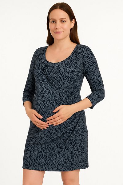 MEGHAN L.A Maternity & Maternity Breastfeeding Featured Viscose Soft Fabric Leopard Pattern Dress