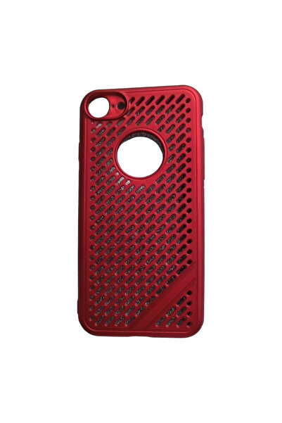 OEM Carcasă compatibilă cu iPhone 7, silicon roșu cu găuri, cu folie argintie...