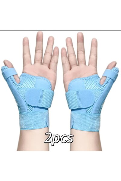 ORGANICYOU Yiwu 2Pcs Adjustable Thumb & Wrist Support Splints - Breathable Fabric Blue