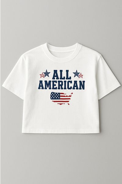 Oxlade White Women's Crop T-Shirt All American – Sports and Casual T-Shirt
