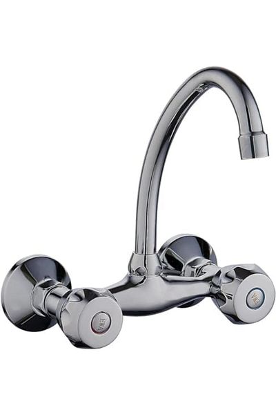 fitto Wall-Mounted Kitchen Sink Mixer by - 360-Degree Rotation, Dual Cross Handles, Stylish and Dura