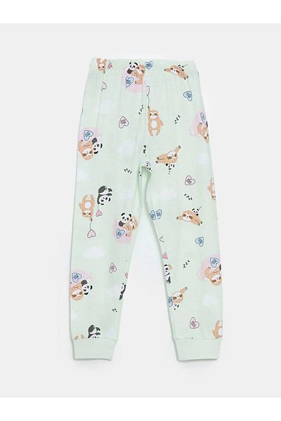 LC Waikiki Lcw Kids Green Elastic Waist Printed Girls' Pajama Bottoms