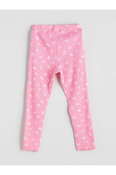 LC Waikiki LCW Kids Pembe Bisiklet Yaka Fiyonk Baskılı Kız Çocuk Pijama Takımı