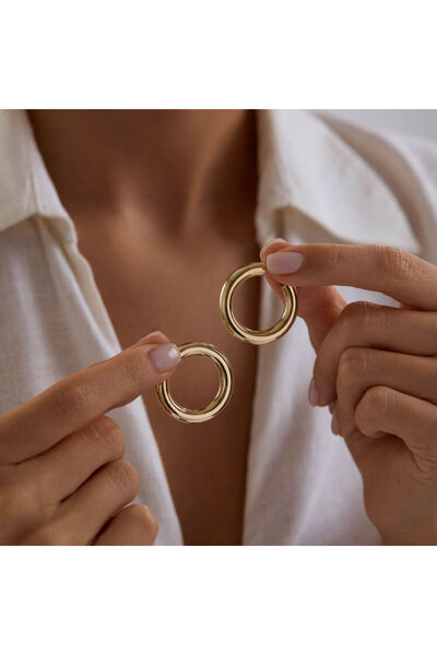 Sembol Gold 14K Altın Halka Küpe 4 mm 3.0 cm