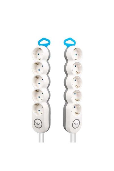Zibox Vea 5-Piece Wired Switched 1.5 Meter Surge Protected Group Socket Ve-2S5S