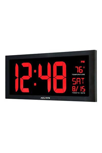 Slons Aksesuar Led dijital duvar saati tarih derece göstergeli geniş ekran ha...