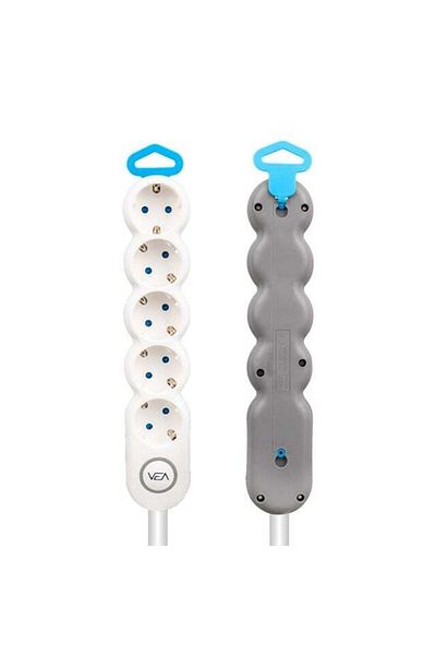 Zibox Vea 5-Piece Wired Switched 1.5 Meter Surge Protected Group Socket Ve-2S5S