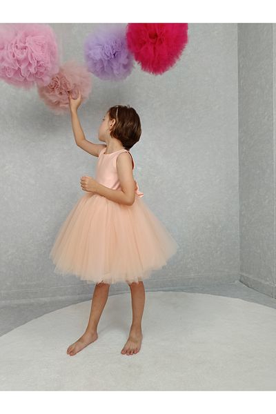 MadyaButik Girl's Island Model Evening Dress Salmon Dress