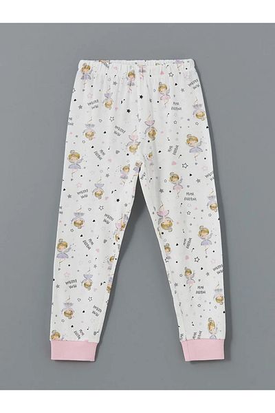 LC Waikiki Lcw Kids White Elastic Waist Girls' Pajama Bottoms