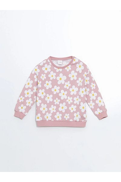 LC Waikiki Lcw Kids Pink Crew Neck Floral Girls Pajama Set