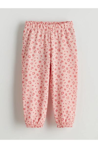 LC Waikiki Lcw Eco Pink Elastic Waist Floral Girls' Sleepwear Bottom