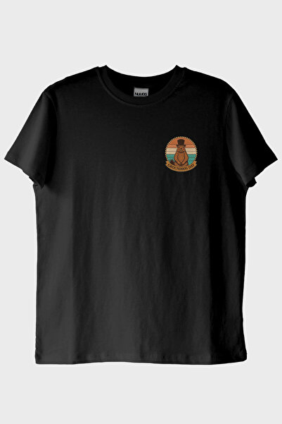 Generic Brand Groundhog Day Retro Printed Design Black T-Shirt (L / Black)