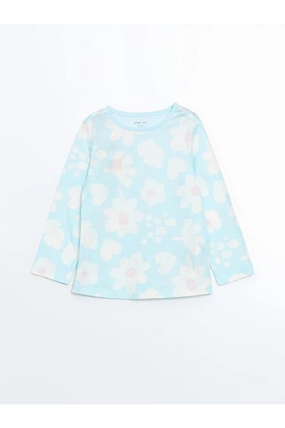 LC Waikiki LCW baby Green Crew Neck Floral Girls' Pajama Top