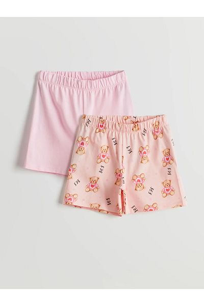 LC Waikiki Lcw Kids Pink Cute Bear Printed Girls' Pajamas Bottom 2-Piece