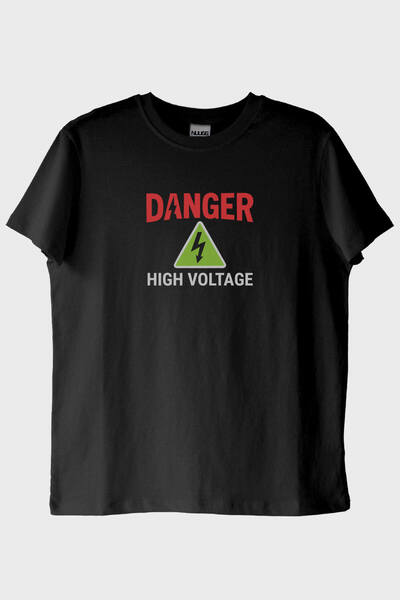 Generic Brand Danger Themed High Voltage Design Black T-Shirt