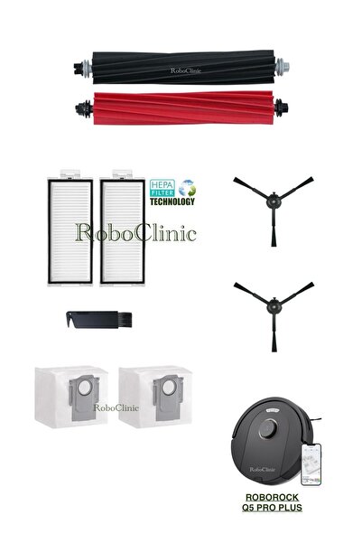 Roboclinic كيس غبار متوافق مع مكنسة Roborock Q5 Pro Plus الروبوتية، فرشاة، مج...