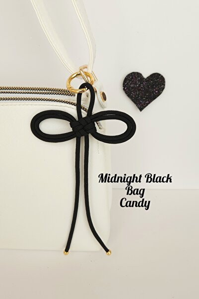 WONDER TOUCH Siyah Fiyonk Model Taşlı Harfli Çanta Süsü,Harfli Anahtarlık,Çan...