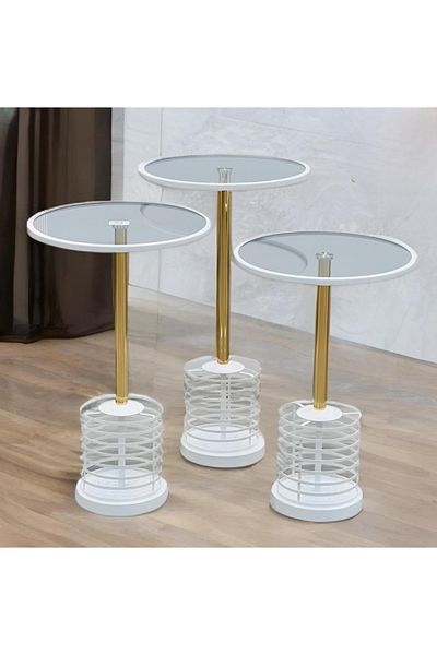 Gharaib Al Tuhaf طقم طاولات جانبية دائرية – 3 قطع بتصميم عصري فاخر