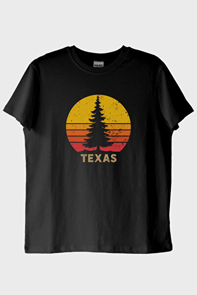 NUUGG تي شيرت أسود بتصميم غروب الشمس بطابع الطبيعة من تكساس (XL / أسود)